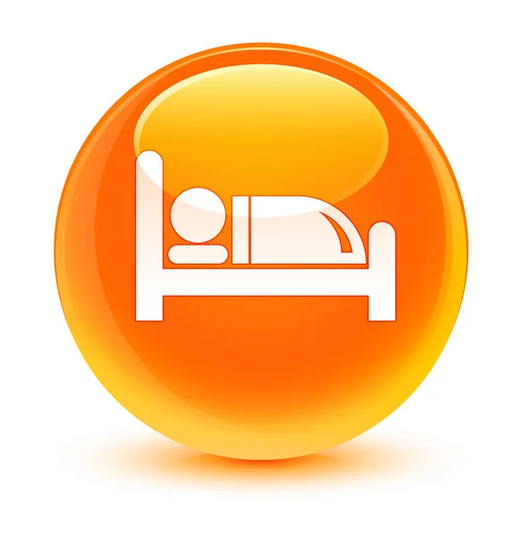 Hotelbett-Ikone glasig orange runder Knopf — Stockfoto