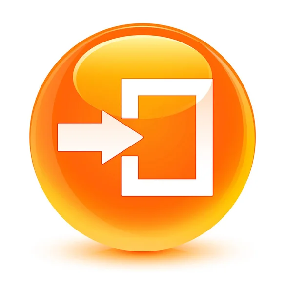Tombol bulat oranye glassy ikon log masuk — Stok Foto
