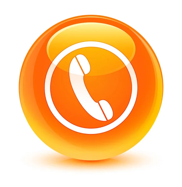 Phone icon glassy orange round button — Stock Photo, Image