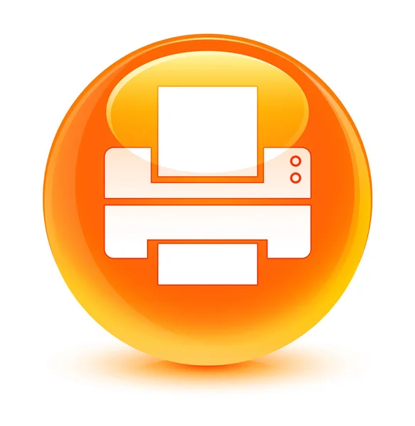 Піктограма принтера скляно-помаранчева кругла кнопка — стокове фото