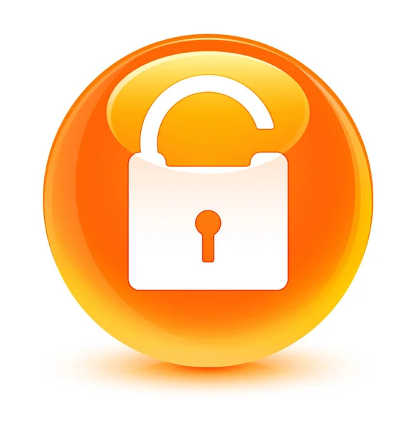 Desbloquear ícone laranja vítreo botão redondo — Fotografia de Stock