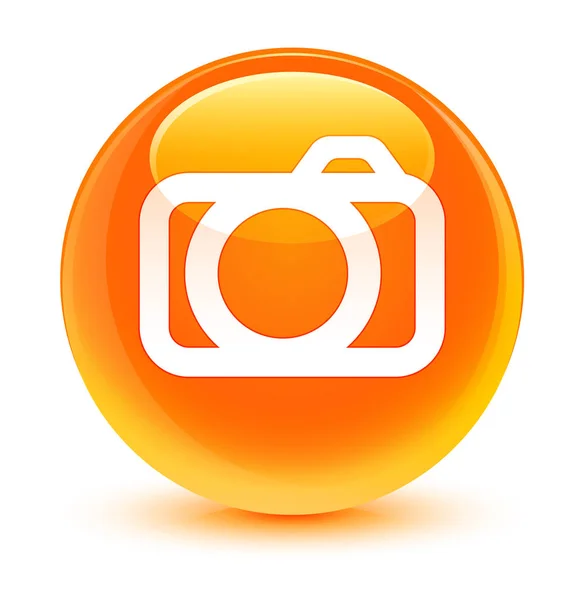 Camera icon glassy orange round button — Stock Photo, Image