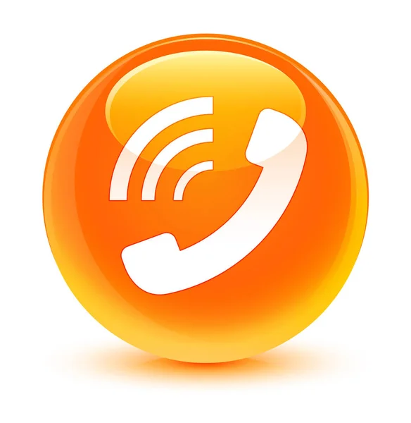 Telefon dzwonka ikona szklisty pomarańczowy przycisk okrągła — Zdjęcie stockowe
