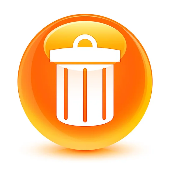 Recycle bin sklovité oranžové kulaté tlačítko — Stock fotografie