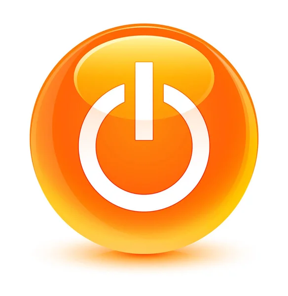 Przycisk okrągły pomarańczowy ikonę szklisty zasilania — Zdjęcie stockowe