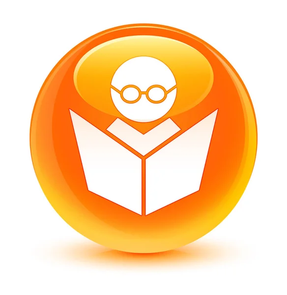 Elearning icona arancione vetro pulsante rotondo — Foto Stock