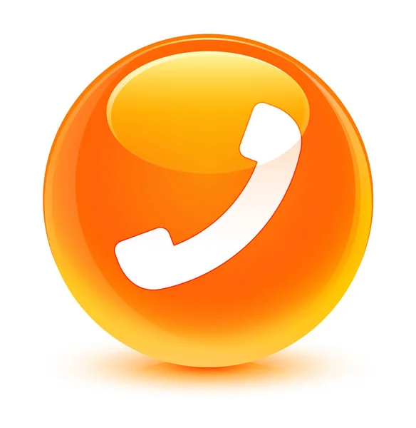 Przycisk okrągły pomarańczowy ikonę szklisty telefon — Zdjęcie stockowe