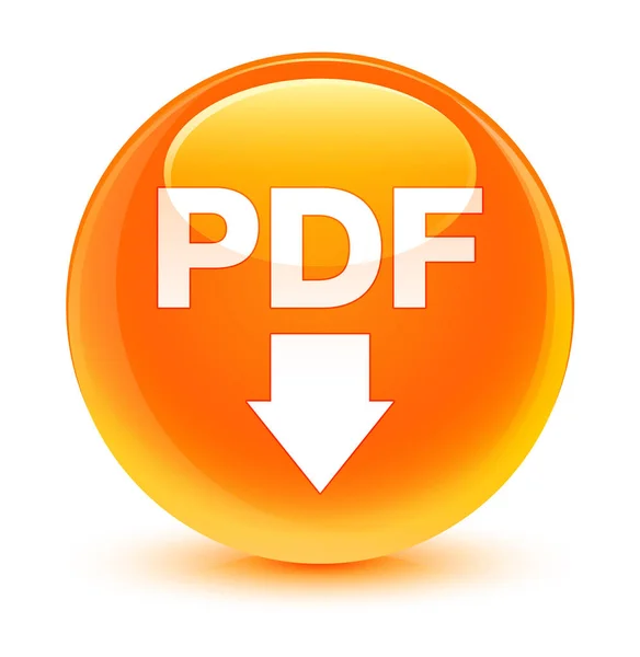 PDF scaricare icona arancione vetro pulsante rotondo — Foto Stock