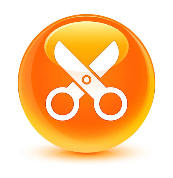 Przycisk okrągły pomarańczowy ikonę szklisty nożyczki — Zdjęcie stockowe