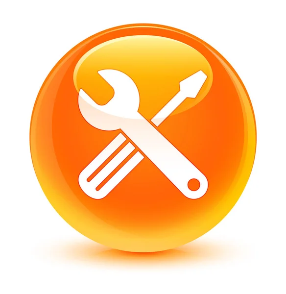 Werkzeuge Symbol glasig orange runde Taste — Stockfoto