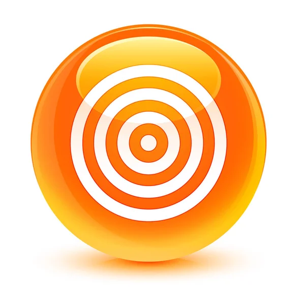 Hedef simgesi camsı turuncu yuvarlak düğmesi — Stok fotoğraf