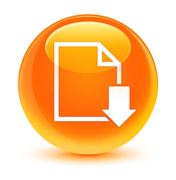 Download document icon glassy orange round button — Stock Photo, Image