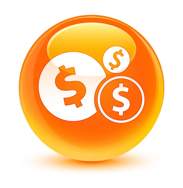 Finanzas dólar signo icono cristal naranja botón redondo —  Fotos de Stock