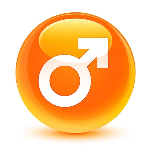 Erkek işareti simgesi camsı turuncu yuvarlak düğmesi — Stok fotoğraf