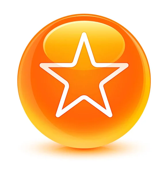 Ícone estrela laranja vítreo botão redondo — Fotografia de Stock