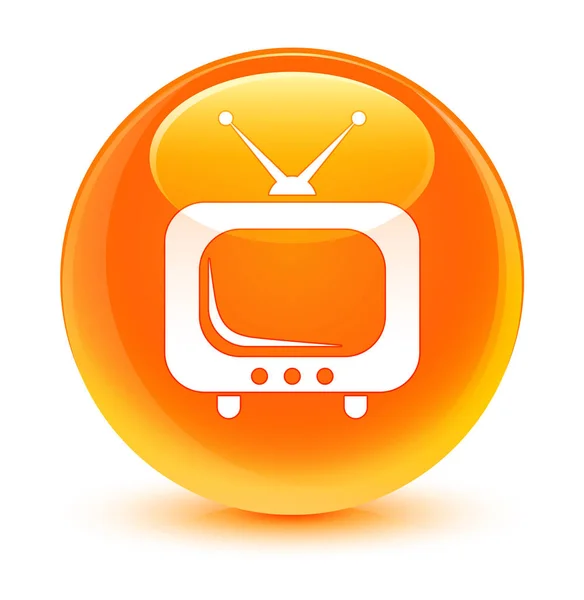 TV ikon glasartade orange runda knappen — Stockfoto