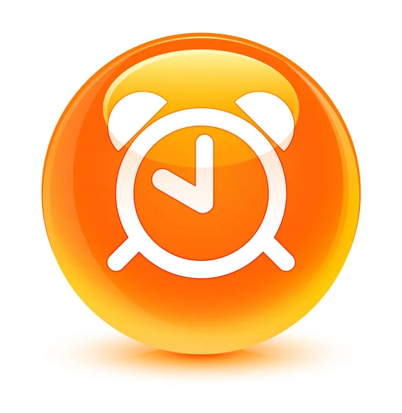 Väckarklocka-ikonen glasartade orange runda knappen — Stockfoto