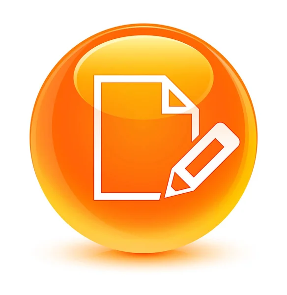 Оранжевая круглая кнопка редактирования документа — стоковое фото