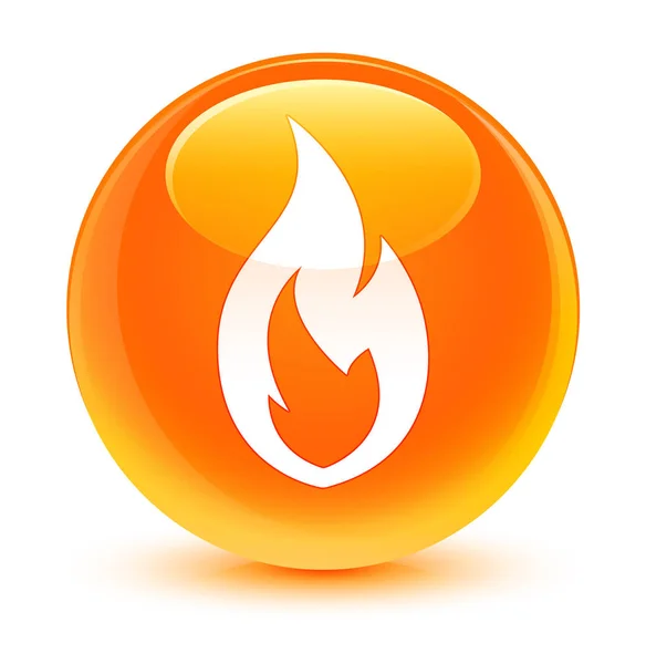Oheň plamen sklovité oranžové kulaté tlačítko — Stock fotografie