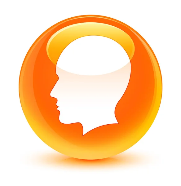 Κεφάλι άνδρες αντιμετωπίζουν υαλώδη πορτοκαλί στρογγυλό κουμπί εικονίδιο — Φωτογραφία Αρχείου