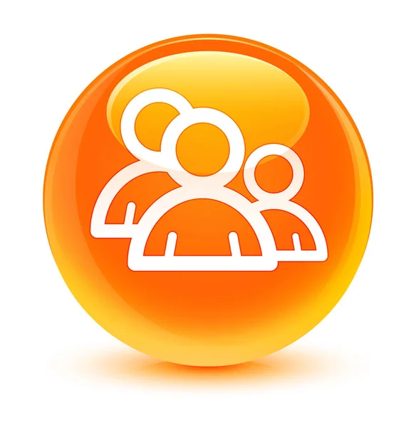 Icono de grupo botón redondo naranja vidrioso — Foto de Stock