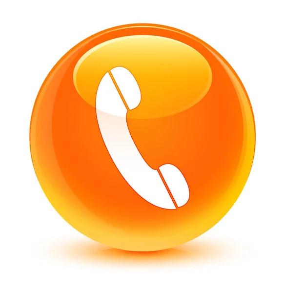 Telefon ikonu sklovité oranžové kulaté tlačítko — Stock fotografie