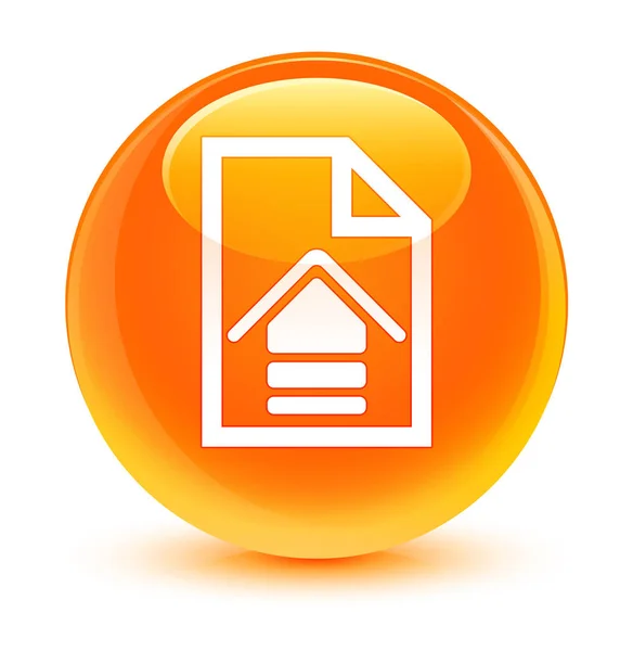 Uploaden document glazig oranje ronde knoop van het pictogram — Stockfoto