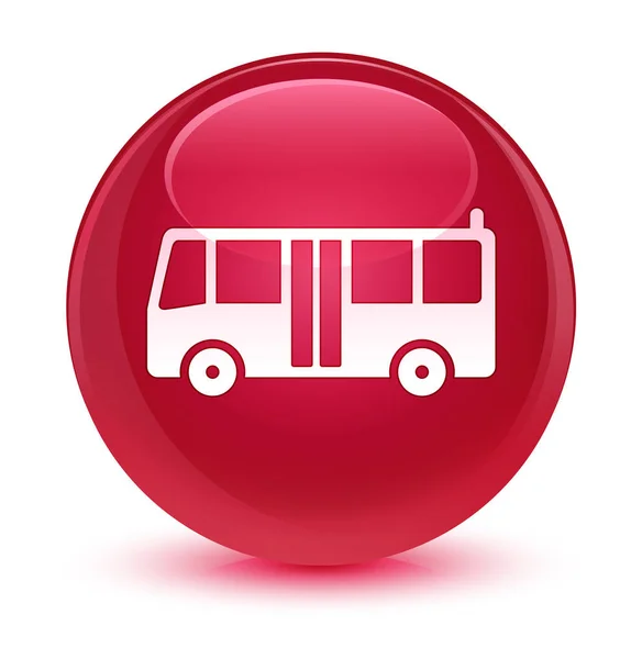 Bus icon glassy pink round button — Stock Photo, Image