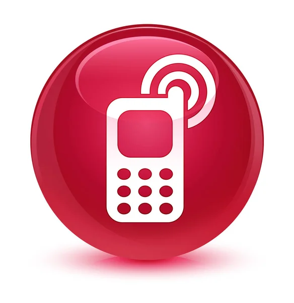 Bouton rond rose vitreux icône sonnerie de téléphone portable — Photo
