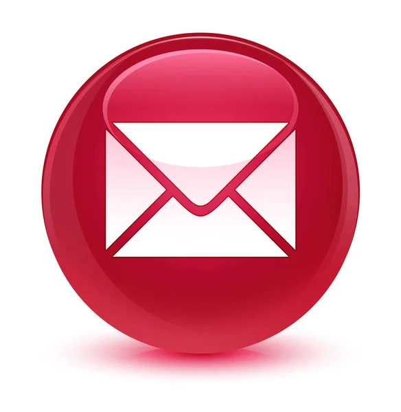 Email icona rosa vetro pulsante rotondo — Foto Stock