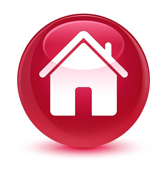 Ikonę domu szklisty różowy okrągły przycisk — Zdjęcie stockowe