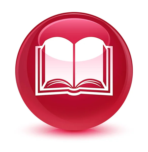 Libro icona rosa vetro pulsante rotondo — Foto Stock