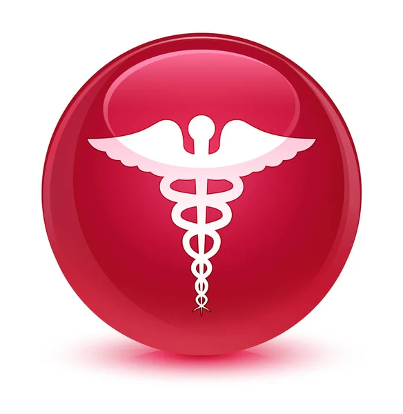 Медична ікона скляно-рожева кругла кнопка — стокове фото