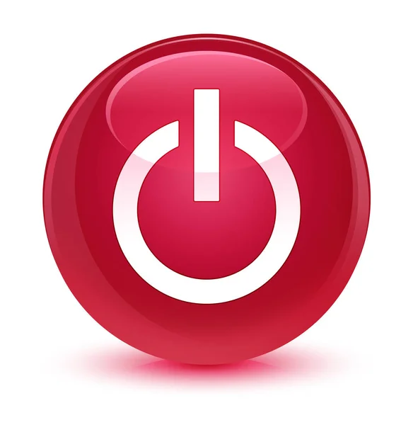 Przycisk okrągły różowy ikona szklisty zasilania — Zdjęcie stockowe
