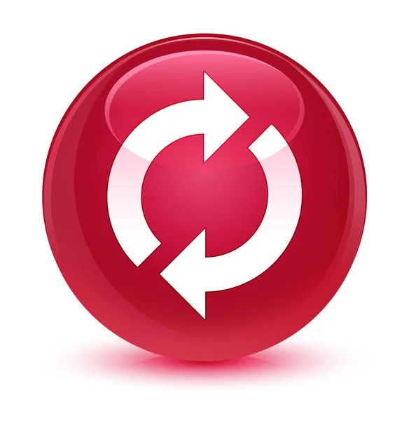 Actualizar icono glassy rosa botón redondo — Foto de Stock