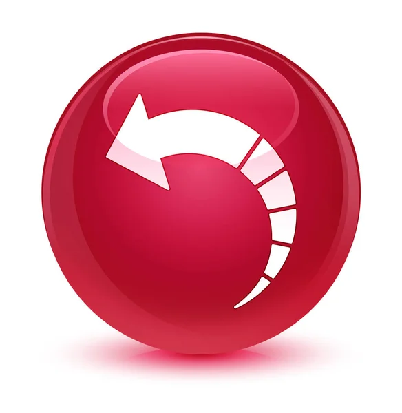 Icono de flecha trasera botón redondo rosa vidrioso —  Fotos de Stock