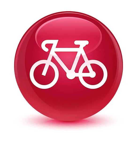 Bicycle icon glass pink round button — стоковое фото