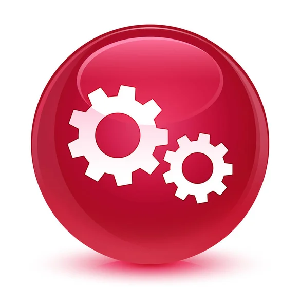 Prozess-Symbol glasig rosa runder Knopf — Stockfoto