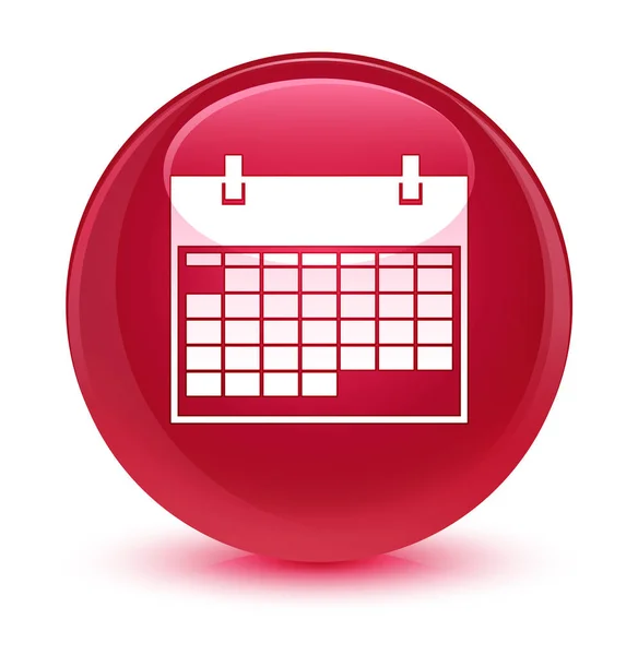 Przycisk okrągły różowy ikona szklisty kalendarz — Zdjęcie stockowe