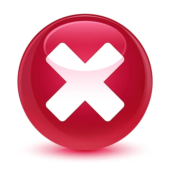 Cancelar ícone rosa vítreo botão redondo — Fotografia de Stock