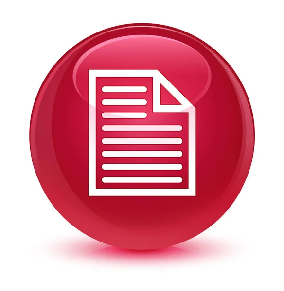 Піктограма сторінки документа скляно-рожева кругла кнопка — стокове фото
