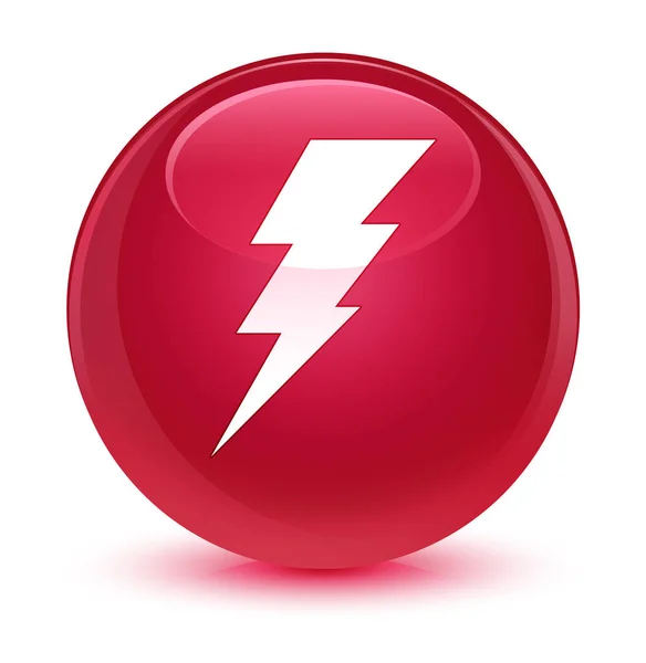Ícone de eletricidade botão redondo rosa vítreo — Fotografia de Stock
