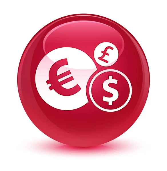 Finanserna ikonen glasartade rosa runda knappen — Stockfoto
