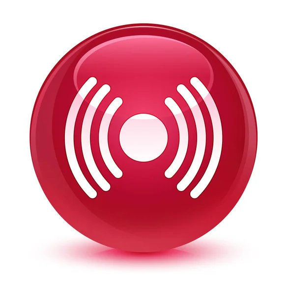 Tombol bulat pink glassy ikon sinyal jaringan — Stok Foto