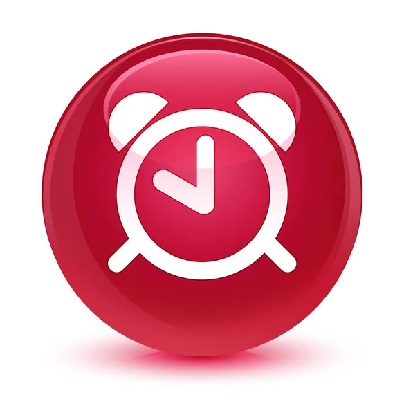 Väckarklocka-ikonen glasartade rosa runda knappen — Stockfoto