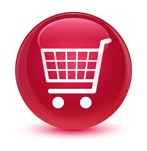 Icono de comercio electrónico botón redondo rosado vidrioso —  Fotos de Stock