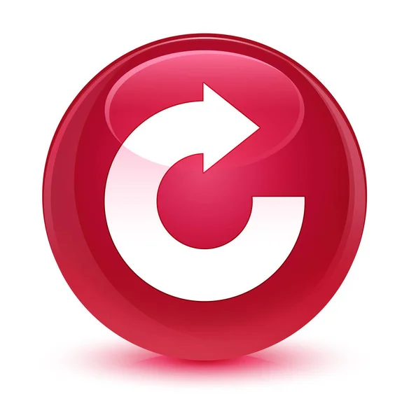 Icono de flecha de respuesta botón redondo rosado vidrioso — Foto de Stock