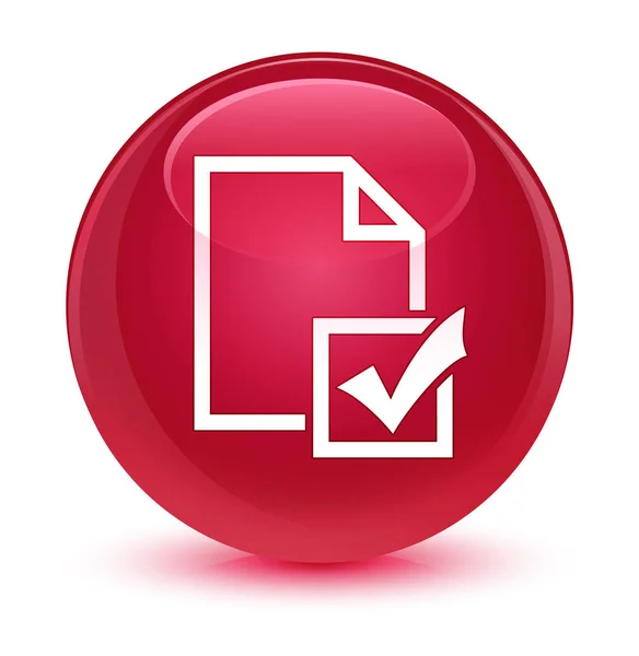 Survey icon glassy pink round button — Stock Photo, Image