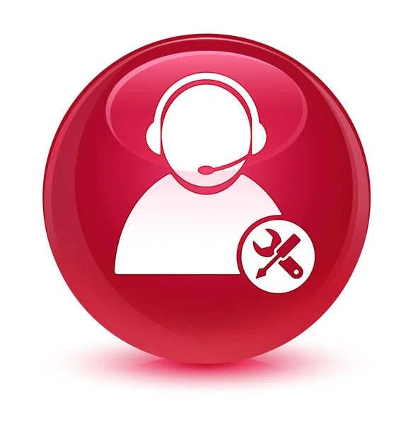 Tech support icon glassy pink round button — Stock Photo, Image