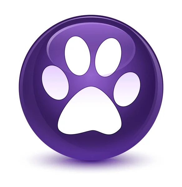 Fioletowy szklisty ikona zwierząt ślad okrągły przycisk — Zdjęcie stockowe
